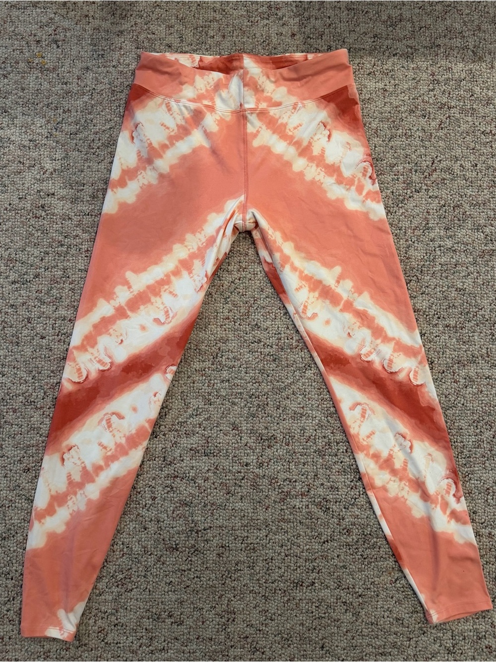 new directions Coral and Cream Tie-Dye Leggings